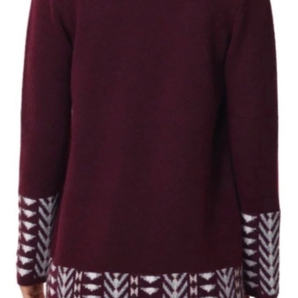 NWT Frye Women's Burgundy and White Patterned cozy cardigan Size S - Picture 2 of 4